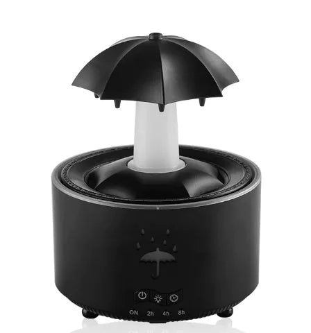 Diffuser met regenschermvorm, gedimd licht en aromatische mist