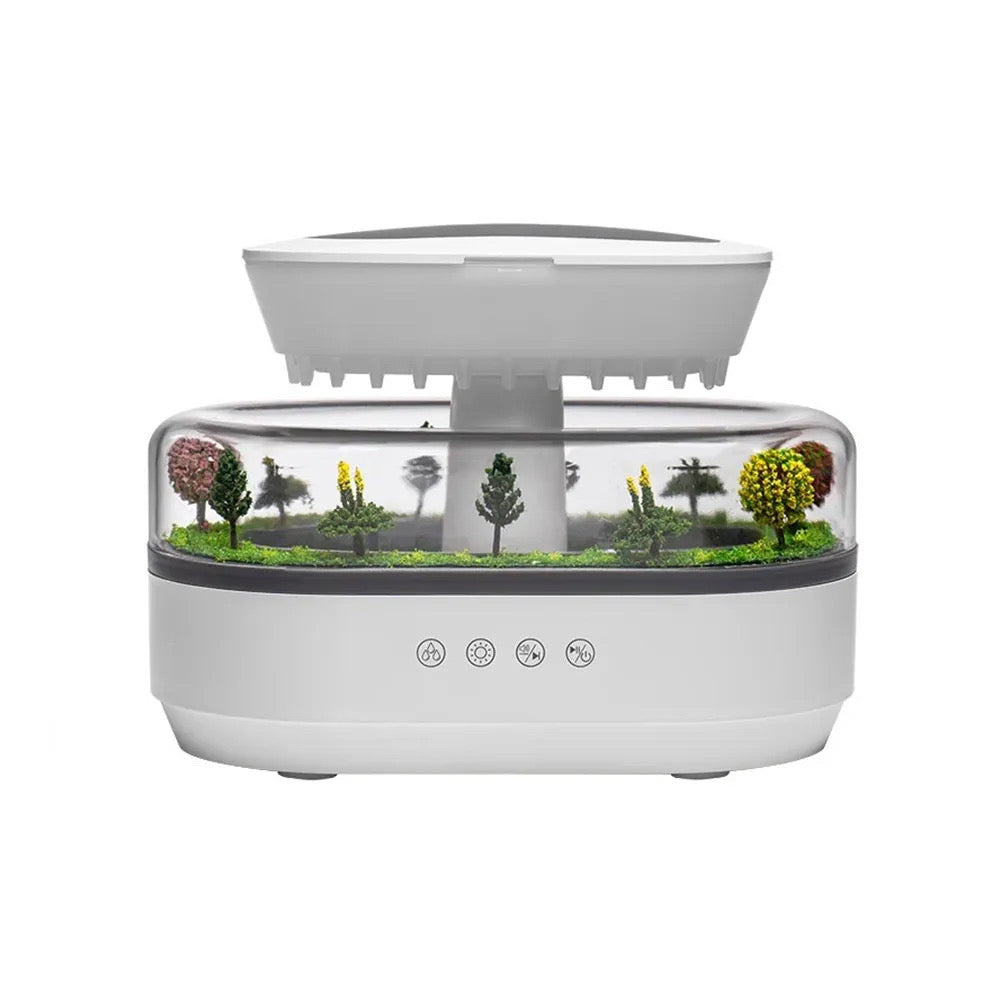 Diffuser met regenval-effect, zachte damp en natuurlijk design