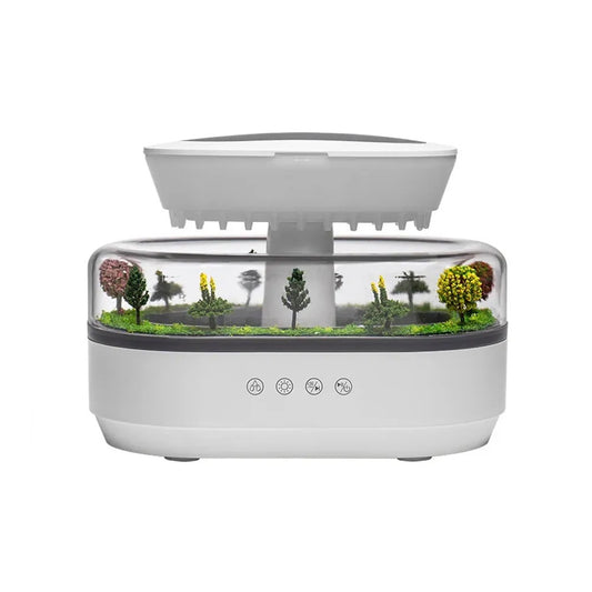 Diffuser met regenval-effect, zachte damp en natuurlijk design